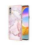 For LG Velvet 5G / 4G Electroplating Marble Pattern Dual-side IMD TPU Shockproof Case(Rose Gold 005)