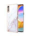 For LG Velvet 5G / 4G Electroplating Marble Pattern Dual-side IMD TPU Shockproof Case(White 006)
