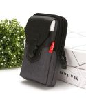 For 6-7 inch Mobile Phones Universal PU Leather + Fabric Stitching Waist Bag(Black)