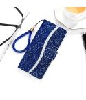 For Sony Xperia 10 III Glitter Powder Horizontal Flip Leather Case with Card Slots & Holder & Lanyard(Blue)