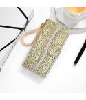 For Sony Xperia 10 III Glitter Powder Horizontal Flip Leather Case with Card Slots & Holder & Lanyard(Gold)