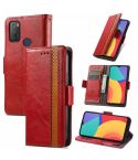 For Alcatel 1S (2021) CaseNeo Business Splicing Dual Magnetic Buckle Horizontal Flip PU Leather Case with Holder & Card Slots & Wallet(Red)