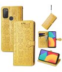 For Alcatel 1S 2021 Lovely Cat and Dog Embossing Pattern Horizontal Flip Leather Case , with Holder & Card Slots & Wallet & Cartoon Clasp & Lanyard(Yellow)