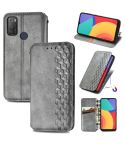 For Alcatel 1S 2021 Cubic Grid Pressed Horizontal Flip Magnetic PU Leather Case with Holder & Card Slots & Wallet(Grey)