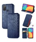 For Alcatel 1S 2021 Cubic Grid Pressed Horizontal Flip Magnetic PU Leather Case with Holder & Card Slots & Wallet(Blue)