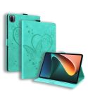 For Xiaomi Pad 5 / Pad 5 Pro Love Butterfly Pattern Horizontal Flip Leather Case with Holder & Sleep / Wake-up Function(Mint Green)