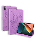 For Xiaomi Pad 5 / Pad 5 Pro Love Butterfly Pattern Horizontal Flip Leather Case with Holder & Sleep / Wake-up Function(Purple)