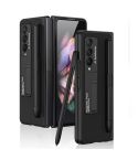 For Samsung Galaxy Z Fold3 5G GKK Ultra-thin PC + PU Phone Flip Case with Holder & Pen Slot(Cross Texture)