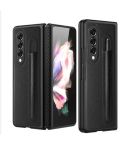 For Samsung Galaxy Z Fold3 5G Litchi Texture Hinge Protection Folding Phone Case with Pen Cover(Black)