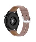 22mm Genuine Leather Watch Band for Huawei Watch GT3 46mm/GT2 46mm/Samsung Galaxy Watch3 45mm(Dark Pink)