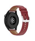 22mm Genuine Leather Watch Band for Huawei Watch GT3 46mm/GT2 46mm/Samsung Galaxy Watch3 45mm(Red)