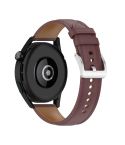22mm Genuine Leather Watch Band for Huawei Watch GT3 46mm/GT2 46mm/Samsung Galaxy Watch3 45mm(Dark Brown)