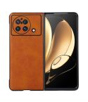 For vivo X Fold Accurate Hole Two-color Calf Texture PU Phone Case(Brown)