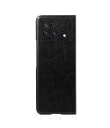 For vivo X Fold Precise Hole Crazy Horse Texture PU Phone Case(Black)