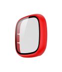 For Fitbit Versa 3 / Fitbit Sense Frosted PC +Tempered Glass Watch Case(Red)