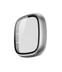 For Fitbit Versa 3 / Fitbit Sense Frosted PC +Tempered Glass Watch Case(Silver)