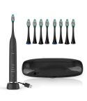 USB Charging Adults Electric Sonic Toothbrush with 8 Brush Heads(Black)