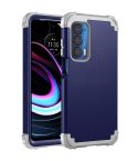For Motorola Edge 2021 PC + Silicone Phone Case(Navy Blue+Grey)