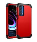 For Motorola Edge 2021 PC + Silicone Phone Case(Red+Black)