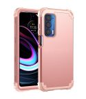 For Motorola Edge 2021 PC + Silicone Phone Case(Rose Gold)