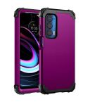 For Motorola Edge 2021 PC + Silicone Phone Case(Dark Purple+Black)