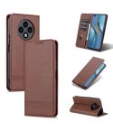 For U-Magic Enjoy 50 Plus AZNS Magnetic Calf Texture Horizontal Flip Leather Phone Case(Dark Brown)