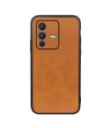 For vivo S12 Pro 5G/V23 Pro 5G Accurate Hole Two-color Calf Texture Shockproof Phone Case(Brown)