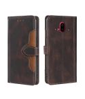 For Fujitsu Arrows F-52B Stitching Skin Feel Magnetic Buckle Horizontal Flip PU Leather Case(Brown)