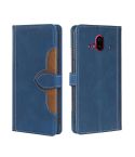 For Fujitsu Arrows F-52B Stitching Skin Feel Magnetic Buckle Horizontal Flip PU Leather Case(Blue)