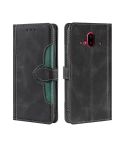 For Fujitsu Arrows F-52B Stitching Skin Feel Magnetic Buckle Horizontal Flip PU Leather Case(Black)