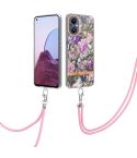 For OnePlus N20 5G Flowers Series TPU Phone Case with Lanyard(Purple Peony)