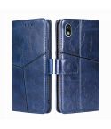 For Sony Xperia Ace III Geometric Stitching Horizontal Flip TPU + PU Leather Phone Case(Blue)