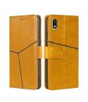 For Sony Xperia Ace III Geometric Stitching Horizontal Flip TPU + PU Leather Phone Case(Yellow)