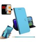 For LG K61 Lmitated Mirror Surface Horizontal Flip Leather Case with Holder & Card Slots & Wallet & Lanyard(Blue)