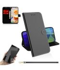 For LG K61 Lmitated Mirror Surface Horizontal Flip Leather Case with Holder & Card Slots & Wallet & Lanyard(Black)