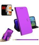 For LG K61 Lmitated Mirror Surface Horizontal Flip Leather Case with Holder & Card Slots & Wallet & Lanyard(Purple)