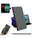 For Nokia 2.3 Lmitated Mirror Surface Horizontal Flip Leather Case with Holder & Card Slots & Wallet & Lanyard(Black)
