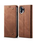 For Noting Phone 1 Denim Texture Casual Style Leather Phone Case(Brown)