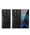 For OPPO Find N Crocodile Texture Genuine Leather Phone Case(Black)