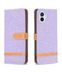 For Nothing Phone 1 Color Matching Denim Texture Leather Phone Case(Purple)