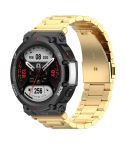 For Huami Amazfit T-Rex 2 Three Strains Steel Watch Band(Gold)