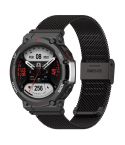 For Huami Amazfit T-Rex 2 Snap-fit Stainless Steel Mesh Watch Band(Black)