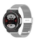 For Huami Amazfit T-Rex 2 Snap-fit Stainless Steel Mesh Watch Band(Silver)