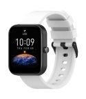 For Amazfit Bip 3 20mm Step Silicone Strap Stainless Steel Black Buckle(White)