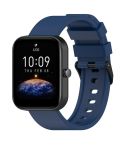 For Amazfit Bip 3 20mm Step Silicone Strap Stainless Steel Black Buckle(Royal Blue)
