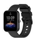 For Amazfit Bip 3 20mm Step Silicone Strap Stainless Steel Black Buckle(Black)
