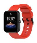 For Amazfit Bip 3 20mm Step Silicone Strap Stainless Steel Black Buckle(Red)
