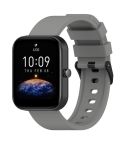 For Amazfit Bip 3 20mm Step Silicone Strap Stainless Steel Black Buckle(Grey)