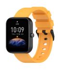 For Amazfit Bip 3 20mm Step Silicone Strap Stainless Steel Black Buckle(Vitality Yellow)