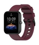 For Amazfit Bip 3 20mm Step Silicone Strap Stainless Steel Black Buckle(Wine Red)